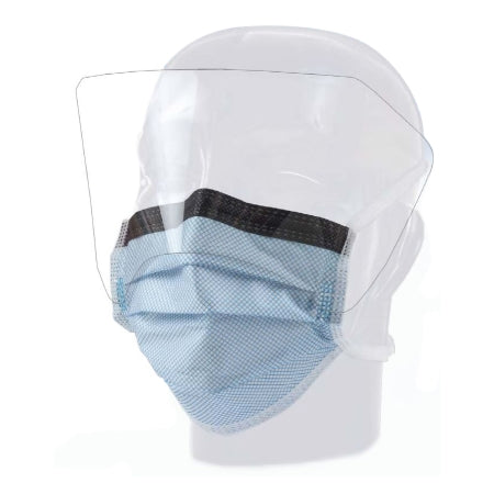 Surgical Mask with Eye Shield FluidGard® 160 Anti-fog Foam Pleated Tie Closure One Size Fits Most Blue Diamond NonSterile ASTM Level 3 Adult