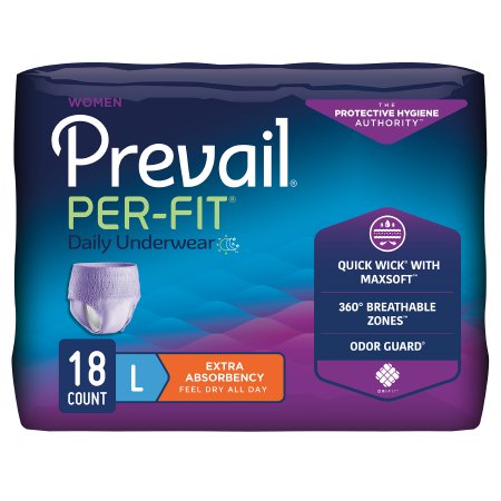 Female Adult Absorbent Underwear Prevail® Per-Fit® Women Pull On with Tear Away Seams Large Disposable Moderate Absorbency