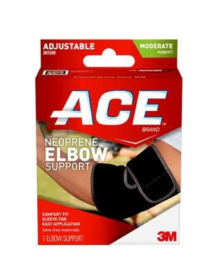 Elbow Support 3M™ Ace™ One Size Fits Most Pull-On Sleeve Left or Right Elbow Black