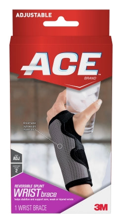 Wrist Brace 3M™ Ace™ Reversible Aluminum / Nylon / Polyester / Polyurethane / Spandex Left or Right Hand Black / Gray One Size Fits Most