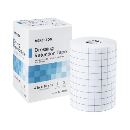 Water Resistant Dressing Retention Tape with Liner McKesson White 4 Inch X 10 Yard Nonwoven / Printed Release Paper NonSterile