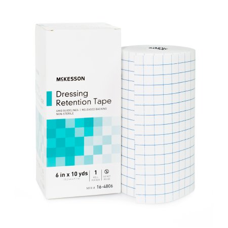 Water Resistant Dressing Retention Tape with Liner McKesson White 6 Inch X 10 Yard Nonwoven / Printed Release Paper NonSterile