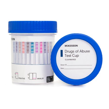 Drugs of Abuse Test Kit McKesson AMP, BAR, BUP, BZO, COC, mAMP/MET, MDMA, MOP300, MTD, OXY, PCP, THC (OX, pH, SG) 25 Tests CLIA Waived