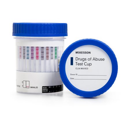 Drugs of Abuse Test Kit McKesson AMP, BAR, BUP, BZO, COC, mAMP/MET, MDMA, MOP300, MTD, OXY, PCP, PPX, TCA, THC (OX, pH, SG) 25 Tests CLIA Waived