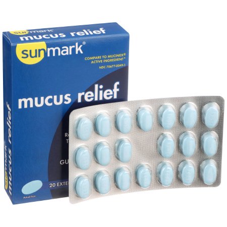 Cold and Cough Relief sunmark® mucus E.R.™ 600 mg Strength Extended Release Tablet 20 per Box