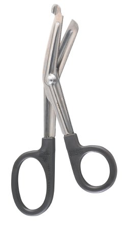 Bandage and Utility Scissors McKesson Argent™ Black 6-1/2 Inch Length Surgical Grade Stainless Steel / Plastic NonSterile Finger Ring Handle Angled Blunt Tip / Blunt Tip