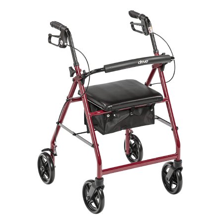 4 Wheel Rollator drive™ Red Adjustable Height / Folding Aluminum Frame