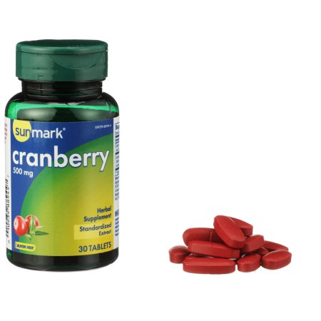 Dietary Supplement sunmark® Cranberry Extract 500 mg Strength Tablet 36 per Bottle Cranberry Flavor