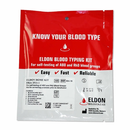 Blood Bank Test Kit EldonCard Rh Factor (Rhesus) 75 Determinations CLIA Non-Waived