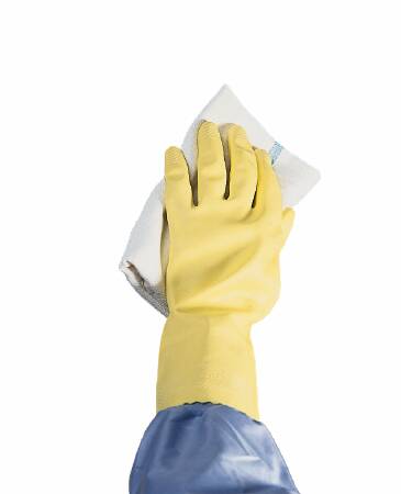 Utility Glove Medium Flock Lined Latex Yellow 12 Inch Straight Cuff NonSterile