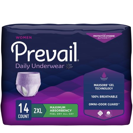 Female Adult Absorbent Underwear Prevail® For Women Daily Underwear Pull On with Tear Away Seams 2X-Large Disposable Heavy Absorbency