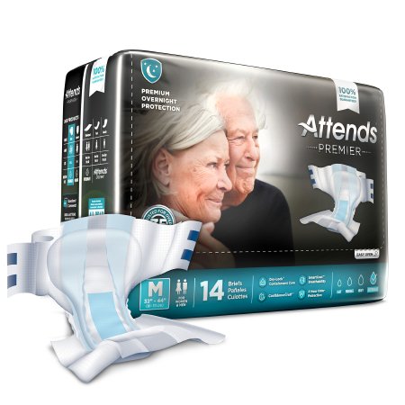 Unisex Adult Incontinence Brief Attends® Premier Medium Disposable Heavy Absorbency