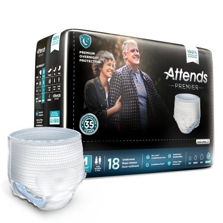 Unisex Adult Absorbent Underwear Attends® Premier Pull On with Tear Away Seams Medium Disposable Heavy Absorbency