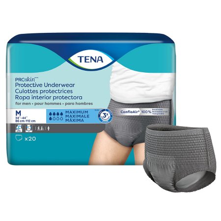 Male Adult Absorbent Underwear TENA® ProSkin™ Protective Pull On with Tear Away Seams Medium Disposable Moderate Absorbency