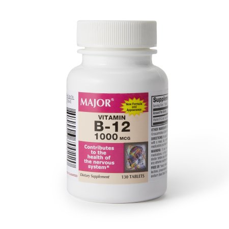 Vitamin Supplement Major® Vitamin B12 1000 mcg Strength Tablet 130 per Bottle