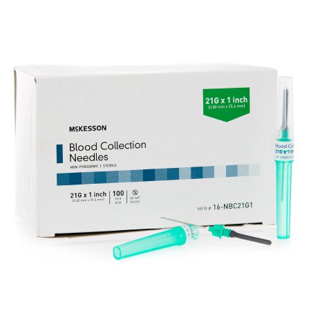 McKesson Blood Collection Needle 21 Gauge 1 Inch Needle Length Conventional Needle Without Tubing Sterile