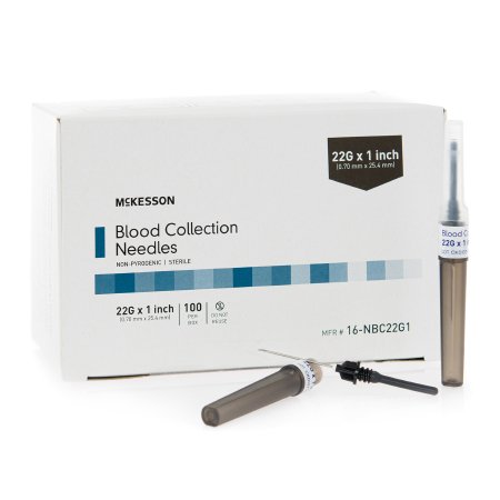 McKesson Blood Collection Needle 22 Gauge 1 Inch Needle Length Conventional Needle Without Tubing Sterile