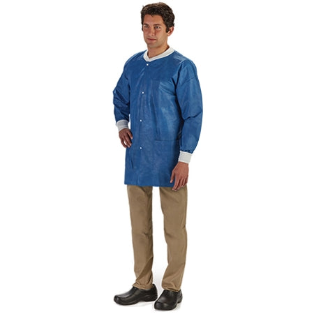 Lab Jacket LabMates® Blue Large Hip Length Disposable