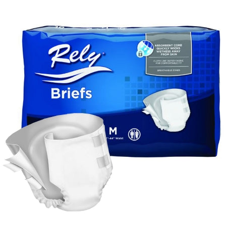 Unisex Adult Incontinence Brief Rely® Medium Disposable Heavy Absorbency