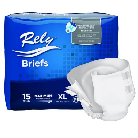 Unisex Adult Incontinence Brief Rely® X-Large Disposable Heavy Absorbency