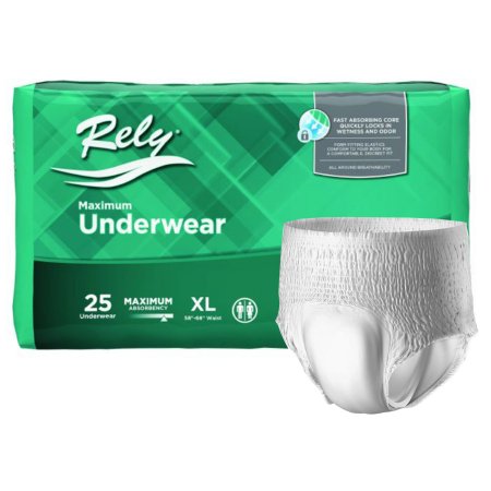 Unisex Adult Absorbent Underwear Rely® Maximum Pull On with Tear Away Seams X-Large Disposable Heavy Absorbency