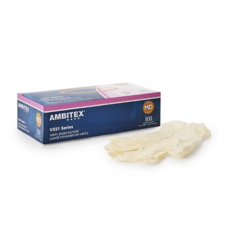 Exam Glove Ambitex® Medium NonSterile Vinyl Standard Cuff Length Smooth Cream Not Rated