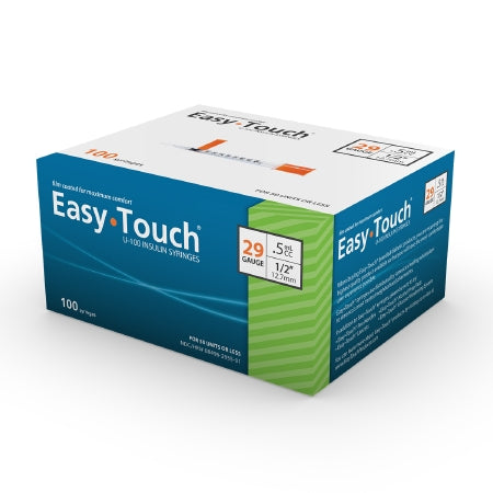 Standard Insulin Syringe with Needle EasyTouch™ 0.5 mL 1/2 Inch 29 Gauge NonSafety Thin Wall