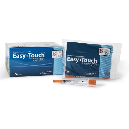 Standard Insulin Syringe with Needle EasyTouch™ 1 mL 5/16 Inch 30 Gauge NonSafety Thin Wall