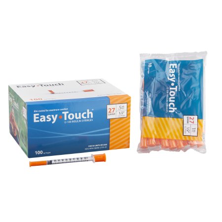 Standard Insulin Syringe with Needle EasyTouch™ 1 mL 1/2 Inch 27 Gauge NonSafety Thin Wall