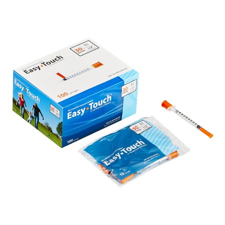 Standard Insulin Syringe with Needle EasyTouch™ 1 mL 1/2 Inch 30 Gauge NonSafety Thin Wall