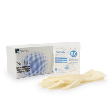 Surgical Glove NitriDerm® Size 8 Sterile Nitrile Standard Cuff Length Fully Textured White Chemo Tested