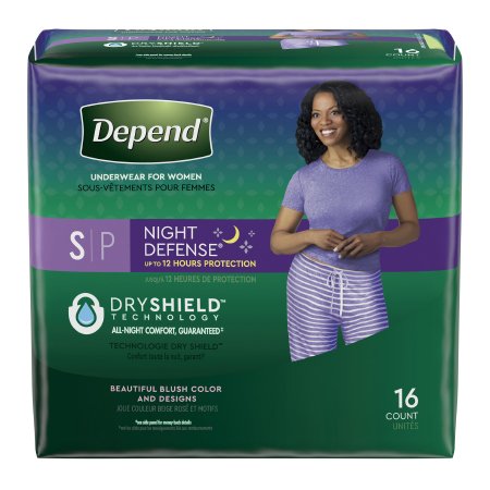 Female Adult Absorbent Underwear Depend® Night Defense® Pull On with Tear Away Seams Small Disposable Heavy Absorbency