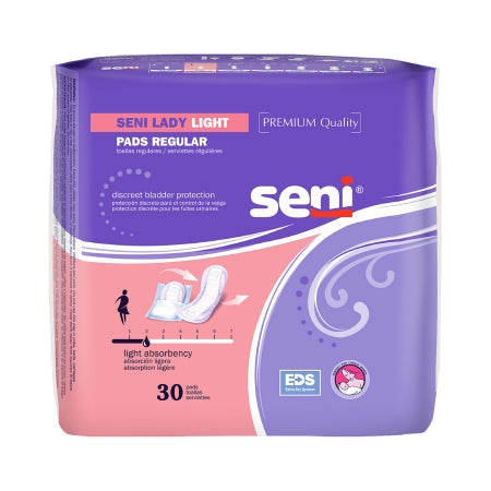 Bladder Control Pad Seni® Lady Light 8.9 Inch Length Light Absorbency Superabsorbant Core One Size Fits Most