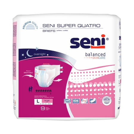 Unisex Adult Incontinence Brief Seni® Super Quatro Large Disposable Heavy Absorbency