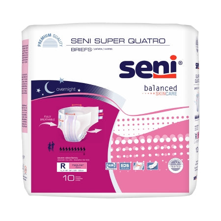 Unisex Adult Incontinence Brief Seni® Super Quatro Regular Disposable Heavy Absorbency