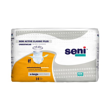 Unisex Adult Absorbent Underwear Seni® Active Classic Plus Pull On with Tear Away Seams X-Large Disposable Moderate Absorbency