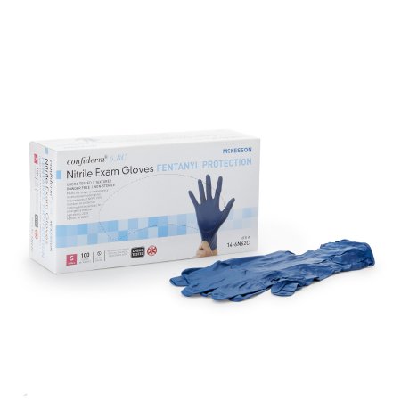 Exam Glove McKesson Confiderm® 6.8C Small NonSterile Nitrile Standard Cuff Length Textured Fingertips Blue Chemo Tested / Fentanyl Tested