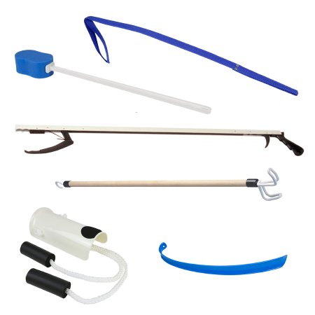 ADL Hip / Knee Equipment Kit FabLife™ Reacher - 32 Inch Length / Shoehorn - 18 Inch Length / Dressing Stick - 24 Inch Length / Leg Lifter - 32 Inch Length