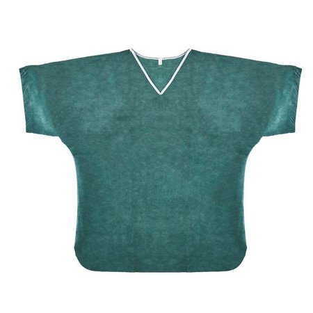 Scrub Shirt Simply Soft® Small Green / White Without Pockets Short Sleeve Unisex