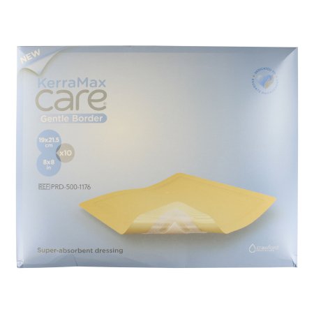 Super Absorbent Dressing KerraMax Care® Gentle Border 8 X 8 Inch Square