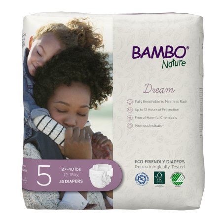 Unisex Baby Diaper Bambo® Nature Size 5 Disposable Heavy Absorbency