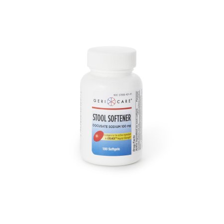 Stool Softener Geri-Care® Softgel 100 per Bottle 100 mg Strength Docusate Sodium