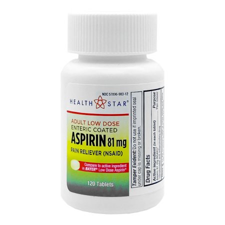 Pain Relief 81 mg Strength Aspirin Tablet 120 per Bottle
