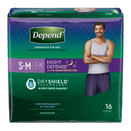 Male Adult Absorbent Underwear Depend® Night Defense® Pull On with Tear Away Seams Small / Medium Disposable Heavy Absorbency