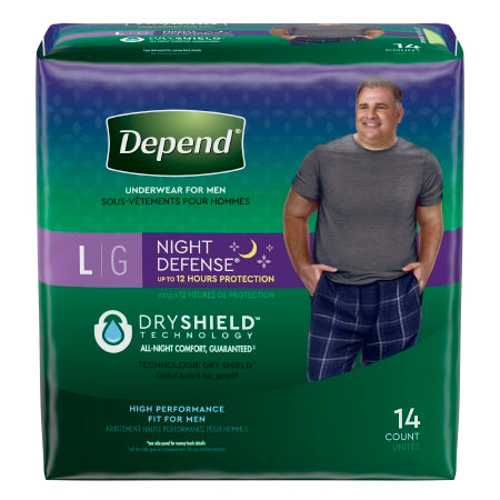 Male Adult Absorbent Underwear Depend® Night Defense® Pull On with Tear Away Seams Large Disposable Heavy Absorbency