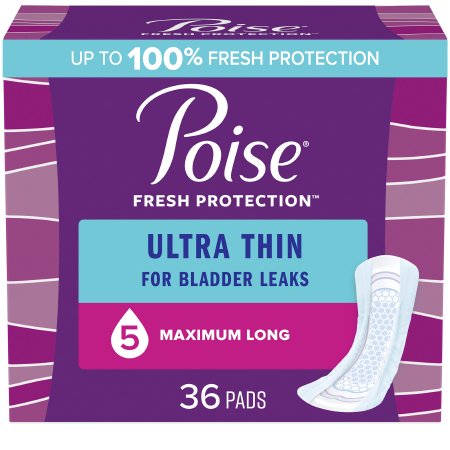 Bladder Control Pad Poise® Ultra Thin Maximum 14.1 Inch Length Heavy Absorbency Sodium Polyacrylate Core One Size Fits Most