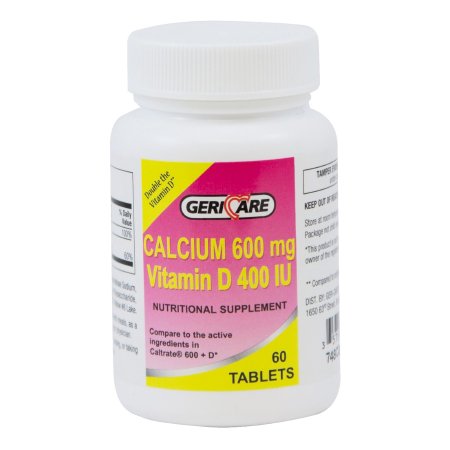 Joint Health Supplement Geri-Care® Calcium / Vitamin D 600 mg - 400 IU Strength Tablet 60 per Bottle