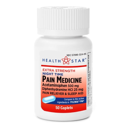 Nightime Pain / Allergy Relief 500 mg Strength Acetaminophen / Diphenhydramine HCl Capsule 50 per Bottle