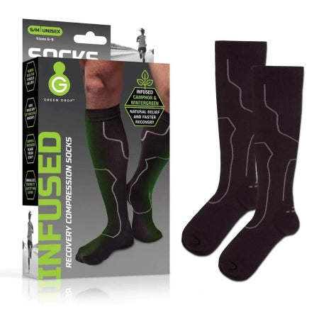 Compression Socks Green Drop™ Knee High Small / Medium Black Closed Toe