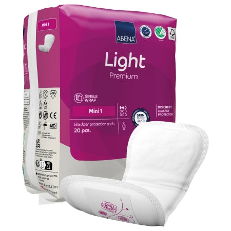 Bladder Control Pad Abena® Premium Light Mini 3.9 X 8.6 Inch Light Absorbency Fluff / Polymer Core Size 1